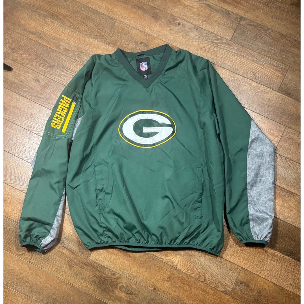 Green Bay Packers NFL Pullover V Neck Windbreaker‎ Jacket Men's XL
